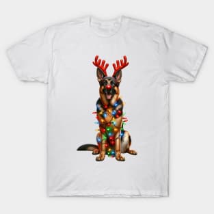 Christmas Red Nose German Shepherd Dog T-Shirt